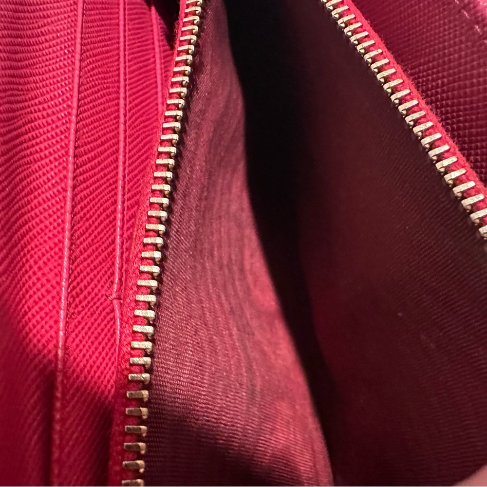 Authentic Prada Saffiano Leather Continental Flap Wallet - Pink Gold Accents EUC - Picture 8 of 17